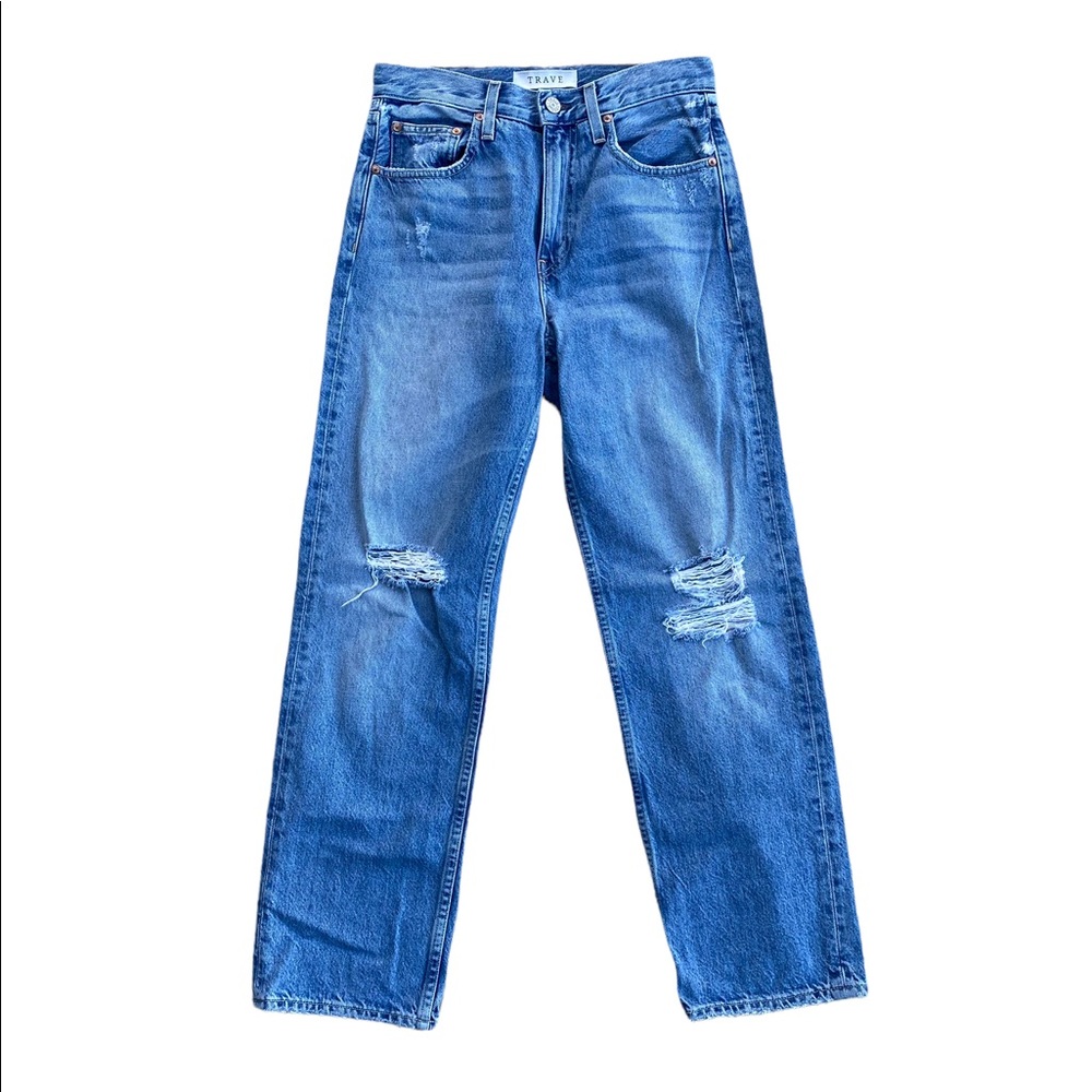 NWOT Trave Riley 90s Straight Knee Rip Jeans